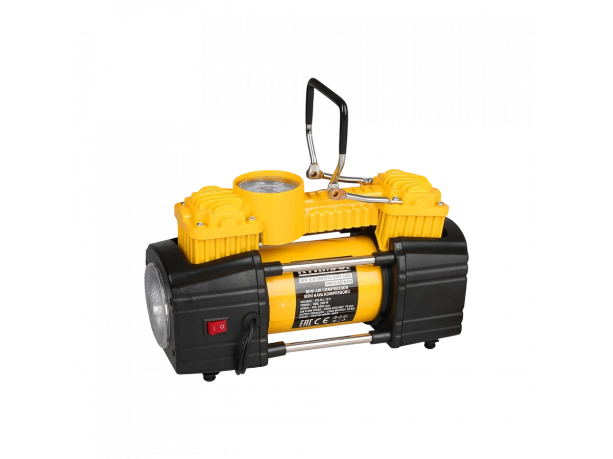 RTRMAX MİNİ OTO HAVA KOMPRESÖR ÇİFT PİSTON RTM 7214