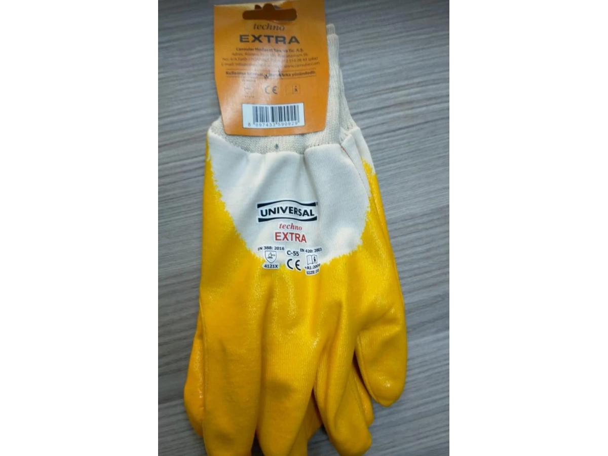 ÜNİVERSAL NİTRİL ELDİVEN SARI NO:10