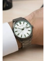 Takvimli Erkek Kol Saati Çelik Kordon 3 Atm Suya Dayanıklı Bileklik Hediyeli Füme sdfer029