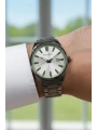 Takvimli Erkek Kol Saati Çelik Kordon 3 Atm Suya Dayanıklı Bileklik Hediyeli Füme sdfer029