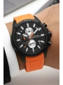 Sergio Tacchini Premium Lüx Erkek Kol Saati Turuncu Silikon Kordon Siyah Renk Kasa Stsd002
