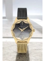 Ferrucci Şık Çelik Kasa Ve Hasır Kordon, Kadın Kol Saati, Orijinal Ve Garantili Gold-siyah Sdfer148