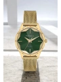 Ferrucci Şık Çelik Kasa Ve Hasır Kordon, Kadın Kol Saati, Orijinal Ve Garantili Gold-yeşil Sdfer148