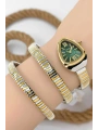 Ferrucci Çelik Kordon Yılan Model , Kadın Kol Saati, 3ATM Suya Dayanıklı Gold-Gümüş-Yeşil sdfer155
