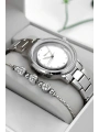 Ferrucci Çelik Kordon & Kasa Kadın Kol Saati, Şeffaf Arka Cam Kapak Gümüş Sdfer180