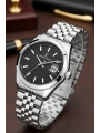Çelik Kordon Takvimli Erkek Kol Saati Bileklik Hediyeli Gümüş-Siyah sddk095