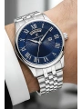 Çelik Kordon Takvimli Erkek Kol Saati Bileklik Hediyeli Gümüş-Mavi sddk097