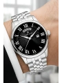 Çelik Kordon Takvimli Erkek Kol Saati Bileklik Hediyeli Gümüş-Siyah sddk097