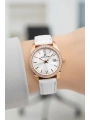 Deri Kordon Çelik Kasa Kadın Kol Saati+Bileklik Hediyeli Beyaz-Rose sddk107