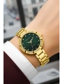 Ferrucci Çelik Kordon Taşlı Kasa Kadın Kol Saati Gold Yeşil sdfer183