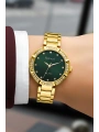 Ferrucci Çelik Kordon Taşlı Kasa Kadın Kol Saati Gold Yeşil sdfer183