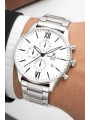 Erkek Kol Saati Takvimli Çelik Kordon Bileklik Hediyeli Gümüş-Beyaz sddk003