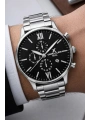 Erkek Kol Saati Takvimli Çelik Kordon Bileklik Hediyeli Gümüş-Siyah Sddk003