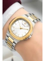 Kadın Kol Saati Çelik Kordon 3 Atm, Bileklik Hediyeli Gümüş-altın Sdfer045