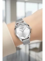 Kadın Kol Saati Çelik Kordon 3 Atm Suya Dayanıklı Bileklik Hediyeli Gümüş Sdfer054