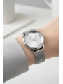 Kadın Kol Saati Çelik Kordon 3 Atm Suya Dayanıklı Bileklik Hediyeli Gümüş Sdfer054
