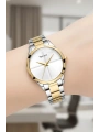 Kadın Kol Saati Çelik Kordon 3 Atm Suya Dayanıklı Bileklik Hediyeli Gold Sdfer054