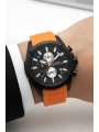 Premium Lüx Erkek Kol Saati Turuncu Silikon Kordon Siyah Renk Kasa Stsd002