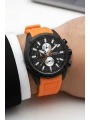 Premium Lüx Erkek Kol Saati Turuncu Silikon Kordon Siyah Renk Kasa Stsd002