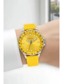 Sarı Silikon Kordon Gümüş Çelik Kasa Kadın Kol Saati Fc 03282s.05 Bileklik Sdfer096