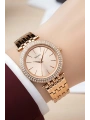 Kadın Kol Saati Rose Renk Çelik Kordon Taşlı Çelik Kasa Sdfer143