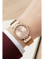 Kadın Kol Saati Rose Renk Çelik Kordon Taşlı Çelik Kasa Sdfer143