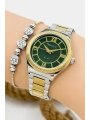 Kadın Kol Saati Gümüş-gold Renk Çelik Kordon Çelik Kasa Gold-gümüş-yeşil Sdfer145