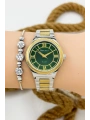 Kadın Kol Saati Gümüş-gold Renk Çelik Kordon Çelik Kasa Gold-gümüş-yeşil Sdfer145