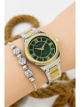 Kadın Kol Saati Gümüş-gold Renk Çelik Kordon Çelik Kasa Gold-gümüş-yeşil Sdfer145