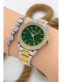 Kadın Kol Saati - Şık Çelik Kordon ve Kasa, Orijinal ve Garantili Gümüş-Gold-Yeşil sdfer147