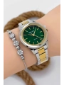 Kadın Kol Saati - Şık Çelik Kordon ve Kasa, Orijinal ve Garantili Gümüş-Gold-Yeşil sdfer147