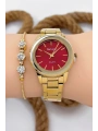 Kadın Kol Saati - Şık Çelik Kordon Ve Kasa, Orijinal Ve Garantili Gold-kırmızı Sdfer147