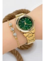 Kadın Kol Saati - Şık Çelik Kordon Ve Kasa, Orijinal Ve Garantili Gold-yeşil Sdfer147