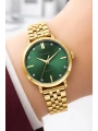 Çelik Kordon & Şık Tasarım, Kadın Kol Saati, 3ATM Suya Dayanıklı Gold-Yeşil sdfer154