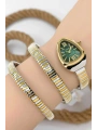 Çelik Kordon Yılan Model , Kadın Kol Saati, 3ATM Suya Dayanıklı Gold-Gümüş-Yeşil sdfer155