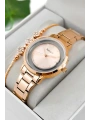 Çelik Kordon & Kasa Kadın Kol Saati, Şeffaf Arka Cam Kapak Rose Sdfer180