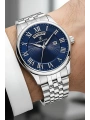 Çelik Kordon Takvimli Erkek Kol Saati Bileklik Hediyeli Gümüş-Mavi sddk097