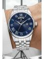 Çelik Kordon Takvimli Erkek Kol Saati Bileklik Hediyeli Gümüş-Mavi sddk097