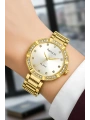 Çelik Kordon Taşlı Kasa Kadın Kol Saati Gold sdfer183