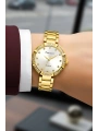 Çelik Kordon Taşlı Kasa Kadın Kol Saati Gold sdfer183