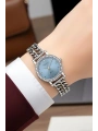 Çelik Zincir Kordon Çelik Kasa Kadın Kol Saati Gümüş-Mavi sdfer186