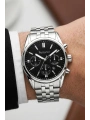 Takvimli Erkek Kol Saati Çelik Kordon Gümüş-Siyah Bileklik Hediyeli 3atm Sdfer193