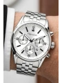 Takvimli Erkek Kol Saati Çelik Kordon Gümüş-Beyaz Bileklik Hediyeli 3atm Sdfer193