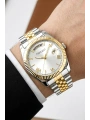 Takvimli Erkek Kol Saati Çelik jübile Kordon Gümüş-Gold Bileklik Hediyeli 3atm Sdfer194
