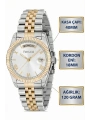 Takvimli Erkek Kol Saati Çelik jübile Kordon Gümüş-Gold Bileklik Hediyeli 3atm Sdfer194