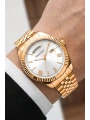 Takvimli Erkek Kol Saati Çelik jübile Kordon Rose Bileklik Hediyeli 3atm Sdfer194