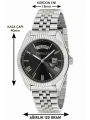 Takvimli Erkek Kol Saati Çelik jübile Kordon Gümüş-Siyah Bileklik Hediyeli 3atm Sdfer194