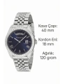 Takvimli Erkek Kol Saati Çelik jübile Kordon Gümüş-Mavi Bileklik Hediyeli 3atm Sdfer194