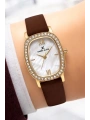 Daniel Klein Deri Kordon Çelik Kasa Kadın Kol Saati+Bileklik Hediyeli Kahve-Gold sddk112