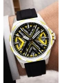 Silikon Kordon Çelik Kasa Otomatik Mekanizma Erkek Kol Saati Siyah-Sarı sddk102